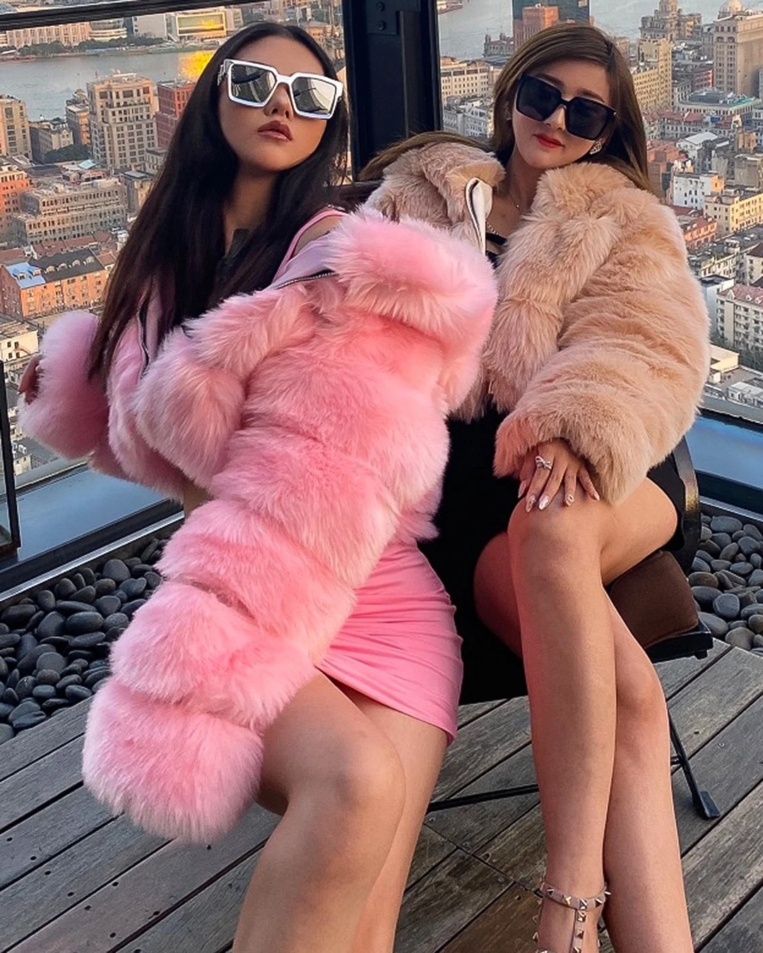 Women Faux Fox Fur Coats Short Work Fur Jackets Spliced Hooded Long Sleeves Thick Warm Fur Loose Y2k Casual 2025 Autumn Winter