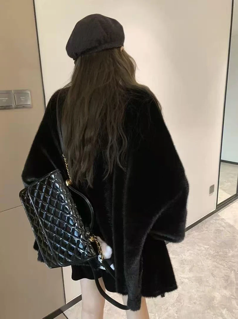 Winter Faux Mink Fur Coat for Women Y2K Korean Loose Luxury Hairy Casual Jacket Fashion Street Long Sleeve Warm Fur Outerwear
