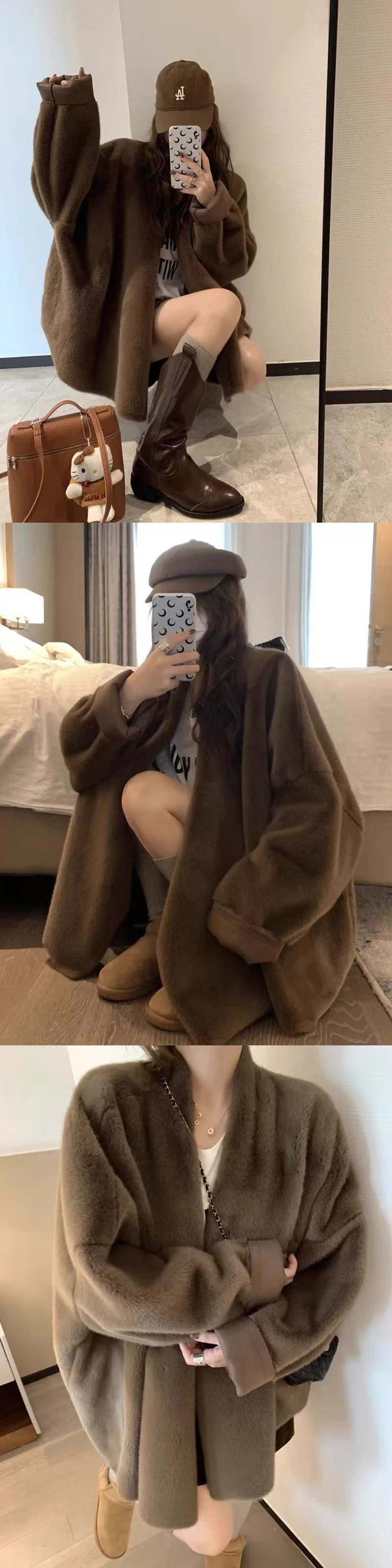 Winter Faux Mink Fur Coat for Women Y2K Korean Loose Luxury Hairy Casual Jacket Fashion Street Long Sleeve Warm Fur Outerwear
