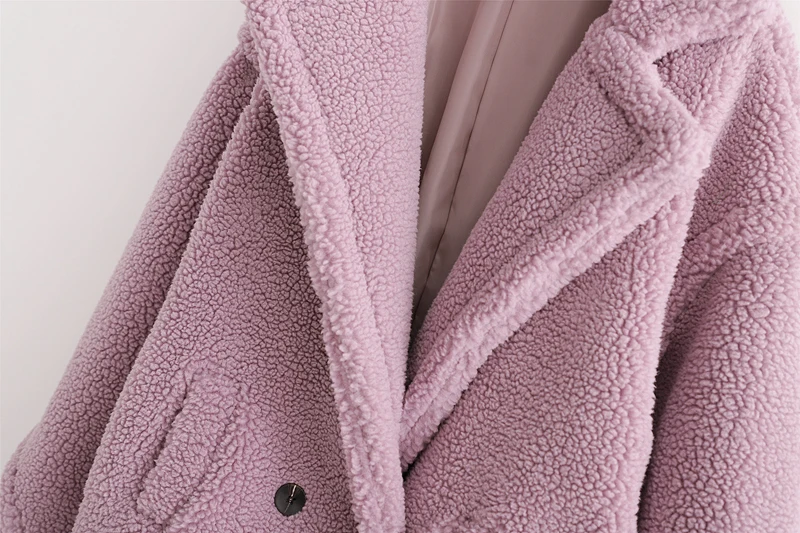 Winter Notched Collar Hairy Shaggy Faux Fur Long Teddy Coat Ivory Woman Shearling Fluffy X-Long Jackets Keep Warm Outerwear