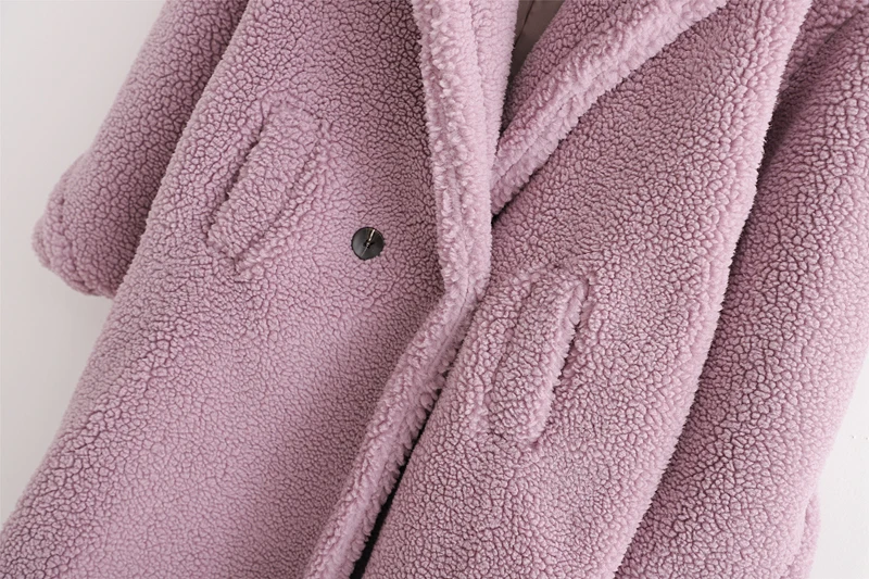 Winter Notched Collar Hairy Shaggy Faux Fur Long Teddy Coat Ivory Woman Shearling Fluffy X-Long Jackets Keep Warm Outerwear