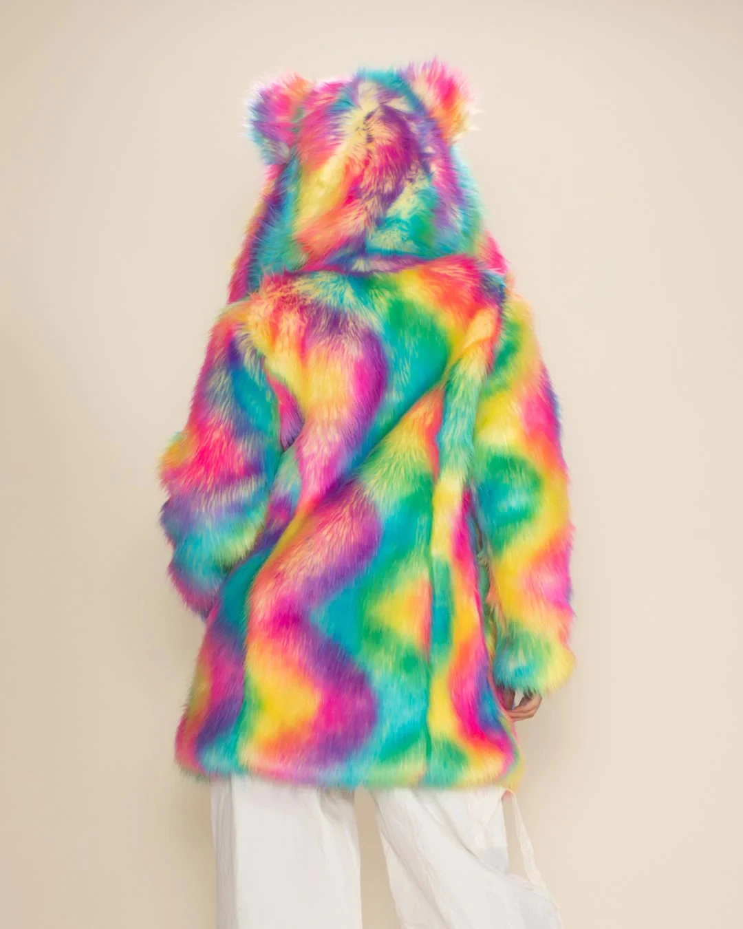 Colorful Faux Fox Fur Hooded Fluffy Teddy Ear Coat For Women Jackets Outwear Long Sleeve Warm Winter Coats Street Casual Coats