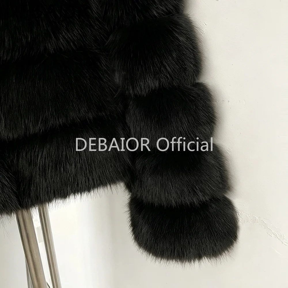 DEABRIOR Women Fake Fur Cropped Jacket V-Neck Long Sleeve Faux Fur Coat New Luxury Winter Warm Fluffy Short Outerwear Female