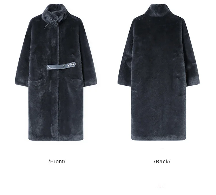 LOUIS YAO Stand Collar Faux Fur Women's Long Coat 2025 Winter Vintage Soft Faux Mink Chic Street Wear Long-Sleeved Warm Coat