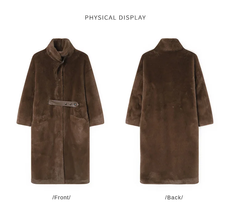 LOUIS YAO Stand Collar Faux Fur Women's Long Coat 2025 Winter Vintage Soft Faux Mink Chic Street Wear Long-Sleeved Warm Coat