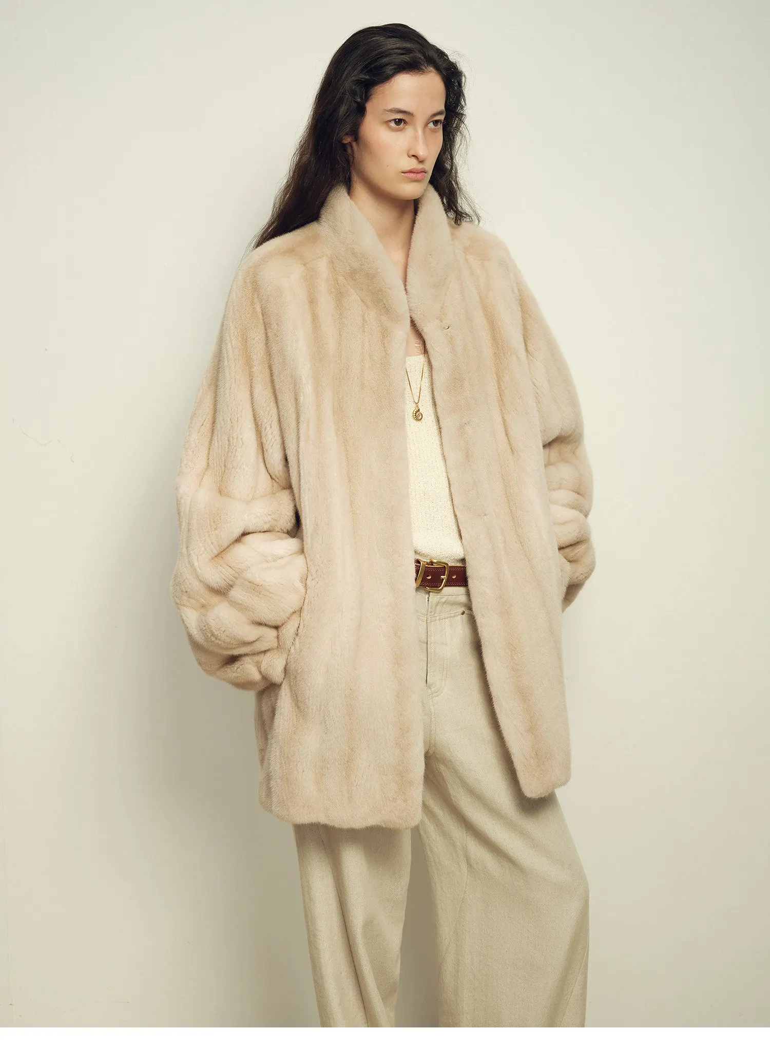 Lautaro Autumn Winter Thick Warm Faux Mink Fur Coat Women Stand Collar Luxury High Quality Elegant Chic Fluffy Overcoat 2026