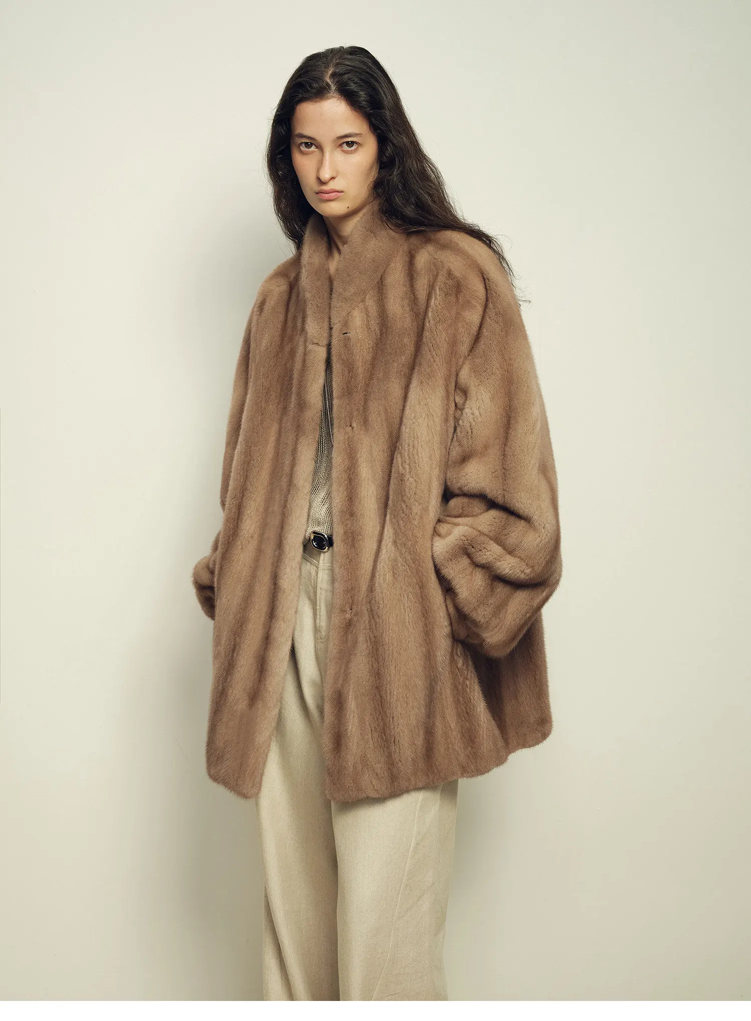 Lautaro Autumn Winter Thick Warm Faux Mink Fur Coat Women Stand Collar Luxury High Quality Elegant Chic Fluffy Overcoat 2026