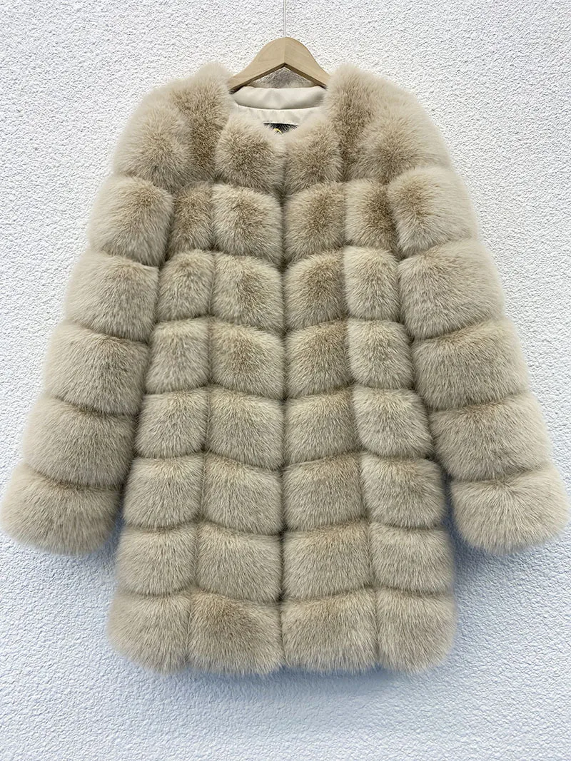 ZADORIN Europe Fashion 90cm Long Trench Coats Faux Fox Fur Coat Women Luxury Fur Splicing Warm Fluffy Fur Jacket Winter Overcoat