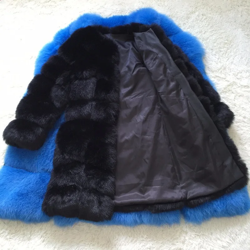ZADORIN Europe Fashion 90cm Long Trench Coats Faux Fox Fur Coat Women Luxury Fur Splicing Warm Fluffy Fur Jacket Winter Overcoat