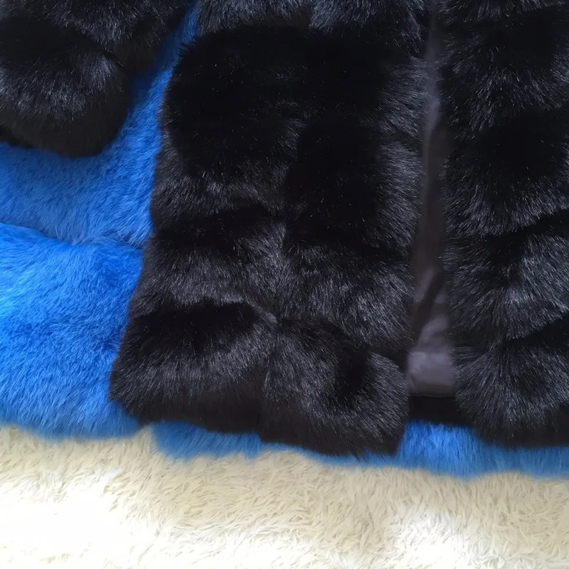 ZADORIN Europe Fashion 90cm Long Trench Coats Faux Fox Fur Coat Women Luxury Fur Splicing Warm Fluffy Fur Jacket Winter Overcoat