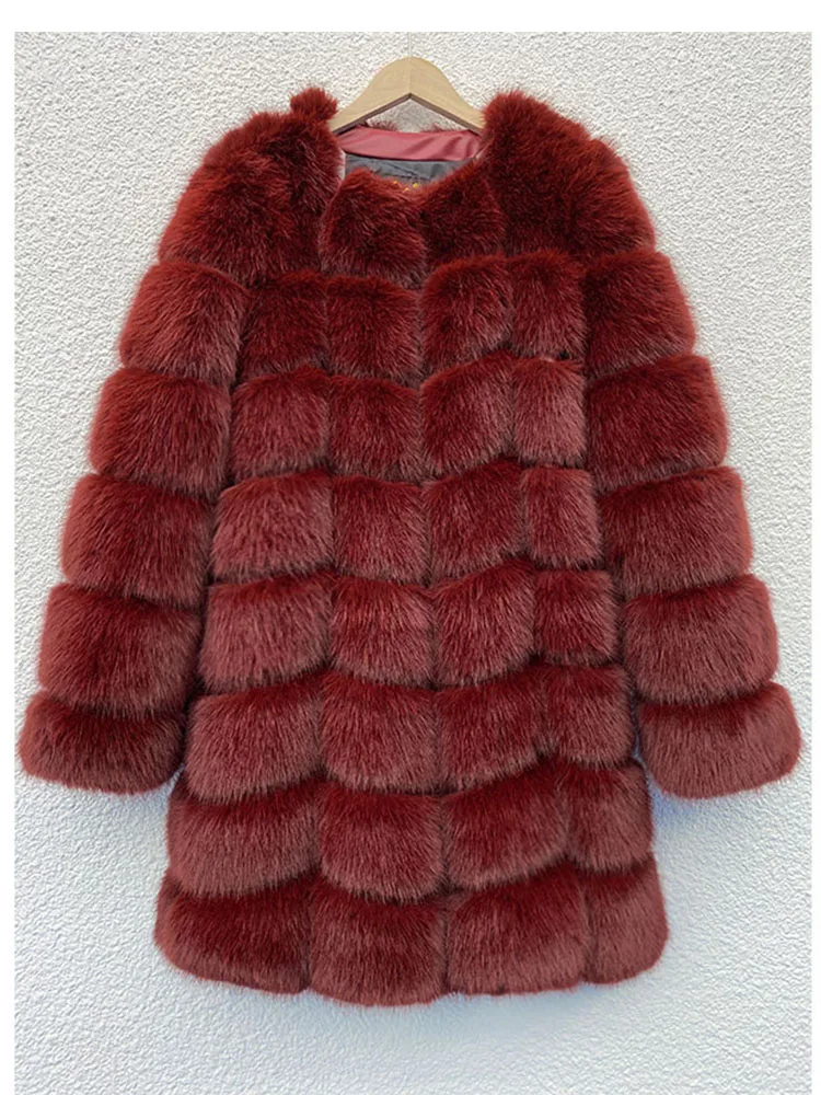 ZADORIN Europe Fashion 90cm Long Trench Coats Faux Fox Fur Coat Women Luxury Fur Splicing Warm Fluffy Fur Jacket Winter Overcoat