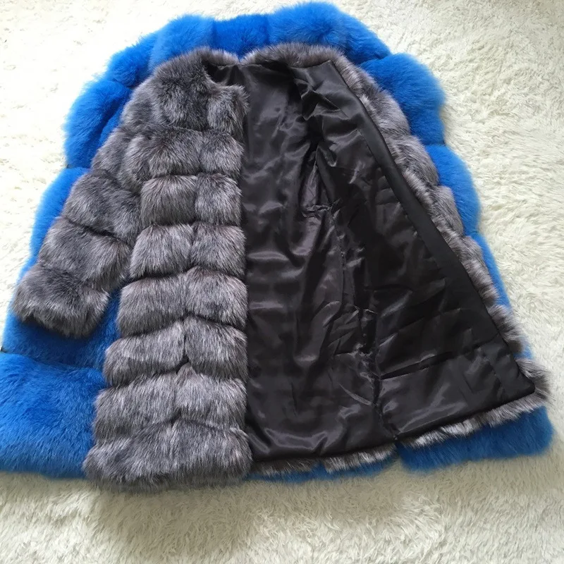 ZADORIN Europe Fashion 90cm Long Trench Coats Faux Fox Fur Coat Women Luxury Fur Splicing Warm Fluffy Fur Jacket Winter Overcoat