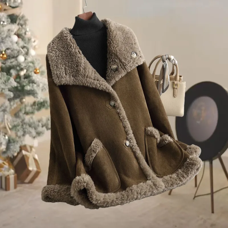 Double Sided Fur One-Piece Coat For Women Mid To Long Winter 2025 New Model Imitation Lamb Fur Thickened Winter Women's Coat
