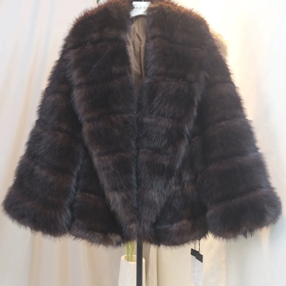 Faux Mink Fur Coat for Women,Covered Button Jacket,Turn-down Collar Outwear,Luxury,Korean,Autumn and Winter