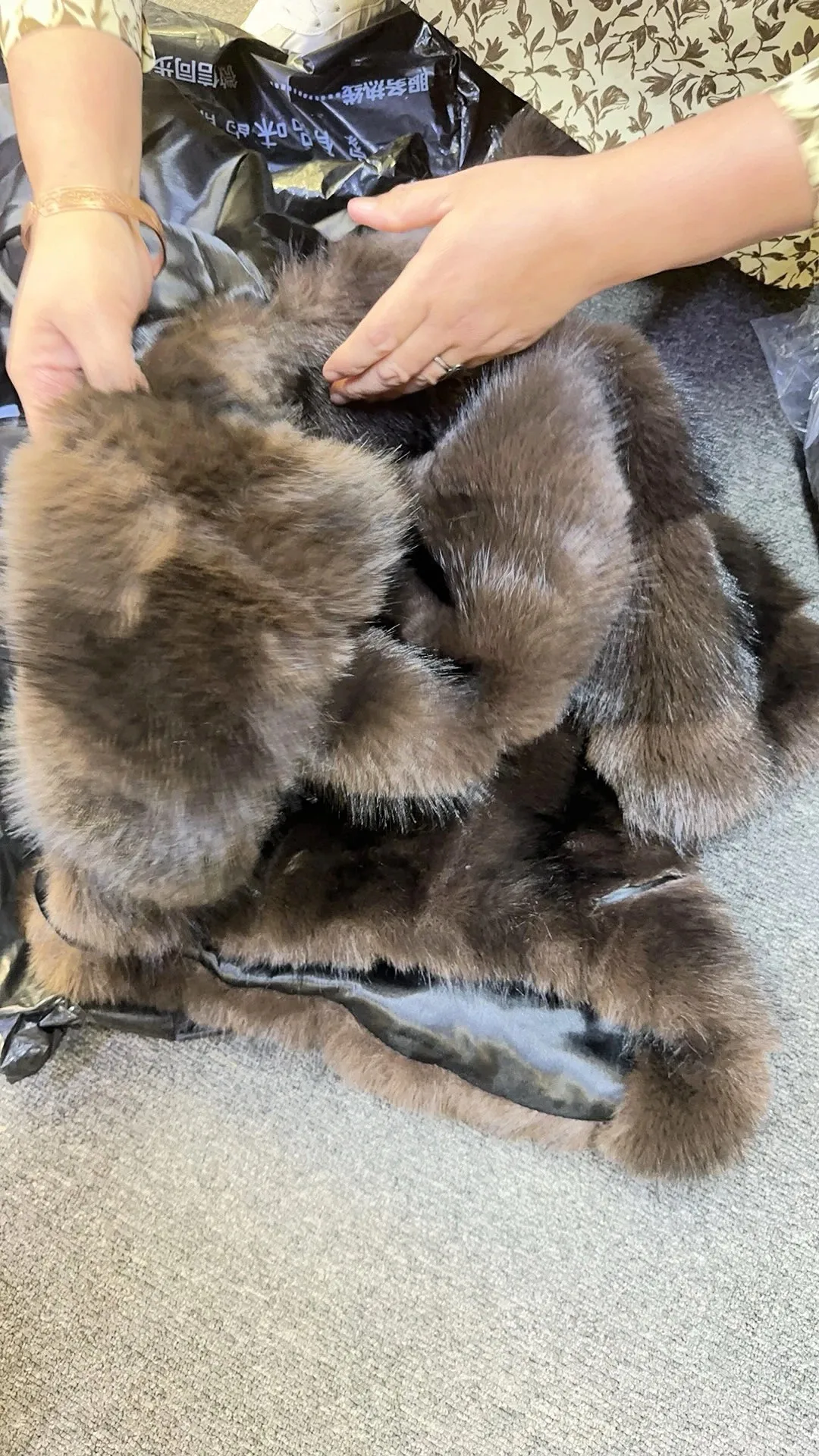 Faux Mink Fur Coat for Women,Covered Button Jacket,Turn-down Collar Outwear,Luxury,Korean,Autumn and Winter