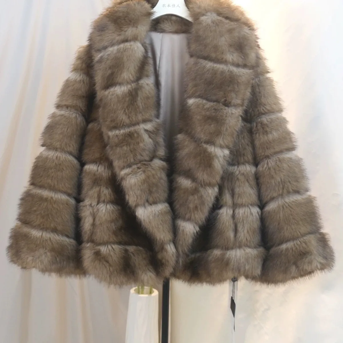 Faux Mink Fur Coat for Women,Covered Button Jacket,Turn-down Collar Outwear,Luxury,Korean,Autumn and Winter