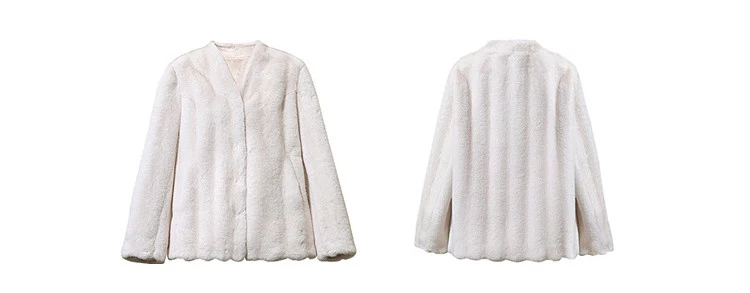 Amii V-Neck Faux Fur Coat Long Sleeve Warm Casual Minimalist Luxury Soft 2026 Winter Women's Fur Coat 12644057
