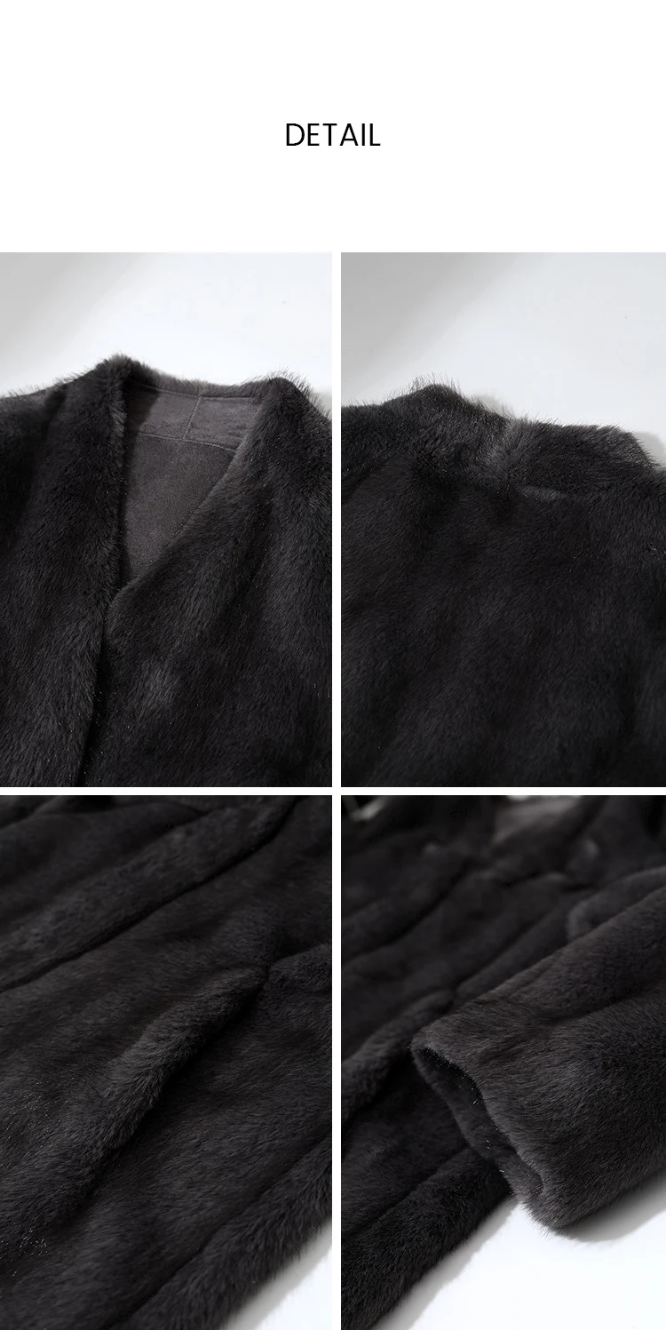 Amii V-Neck Faux Fur Coat Long Sleeve Warm Casual Minimalist Luxury Soft 2026 Winter Women's Fur Coat 12644057