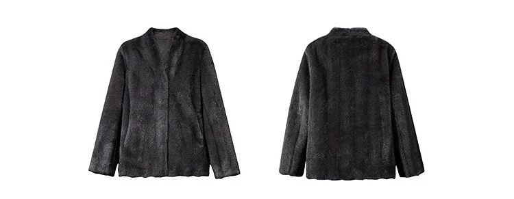 Amii V-Neck Faux Fur Coat Long Sleeve Warm Casual Minimalist Luxury Soft 2026 Winter Women's Fur Coat 12644057