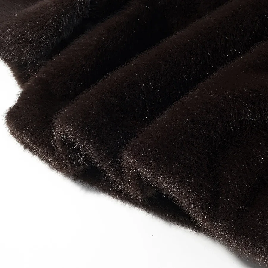 Luxury Solid High Waist Faux Fur Coat Women Elegant Half Sleeve Round Neck Regular Shoulder Thicken Jacket New Female Party Wear