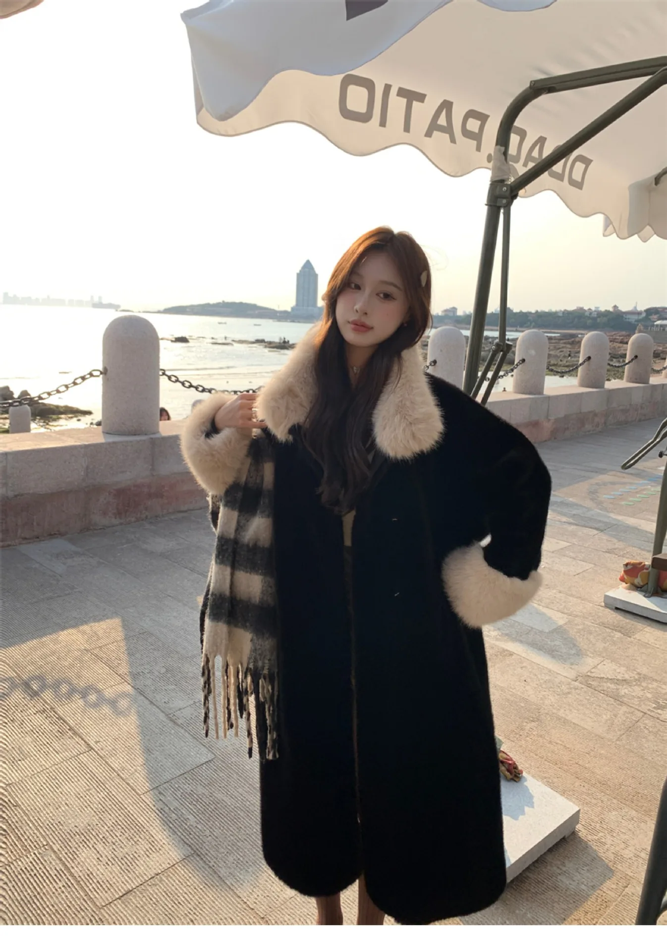 Women Faux Fur Long Coats Jackets Turn Down Collar Coat Thick Warm Y2k Streetwear Jacket Elegant Work Outerwear Autumn Winter