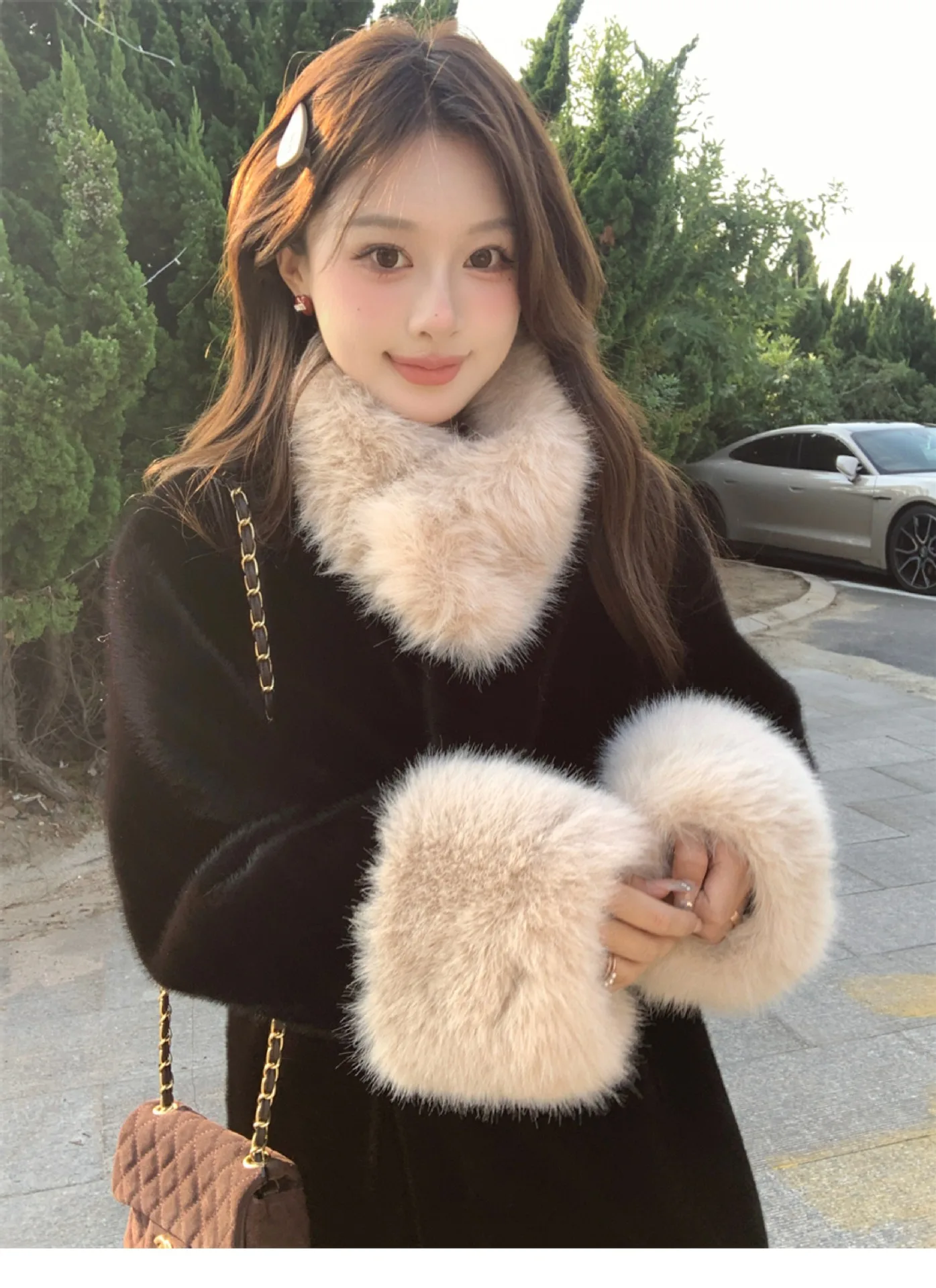 Women Faux Fur Long Coats Jackets Turn Down Collar Coat Thick Warm Y2k Streetwear Jacket Elegant Work Outerwear Autumn Winter