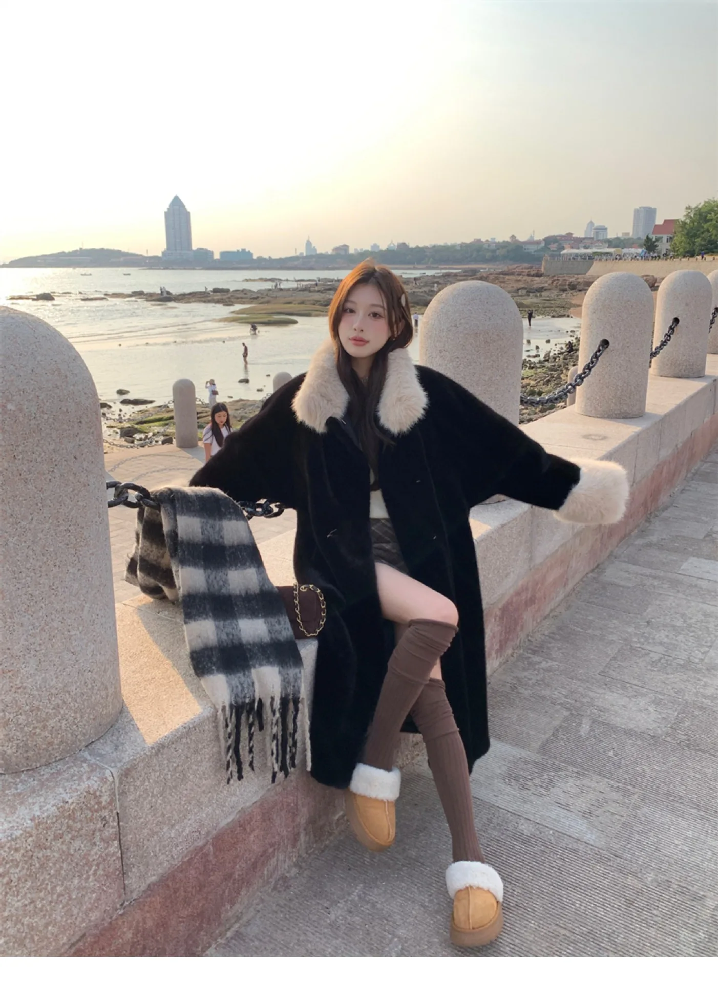 Women Faux Fur Long Coats Jackets Turn Down Collar Coat Thick Warm Y2k Streetwear Jacket Elegant Work Outerwear Autumn Winter