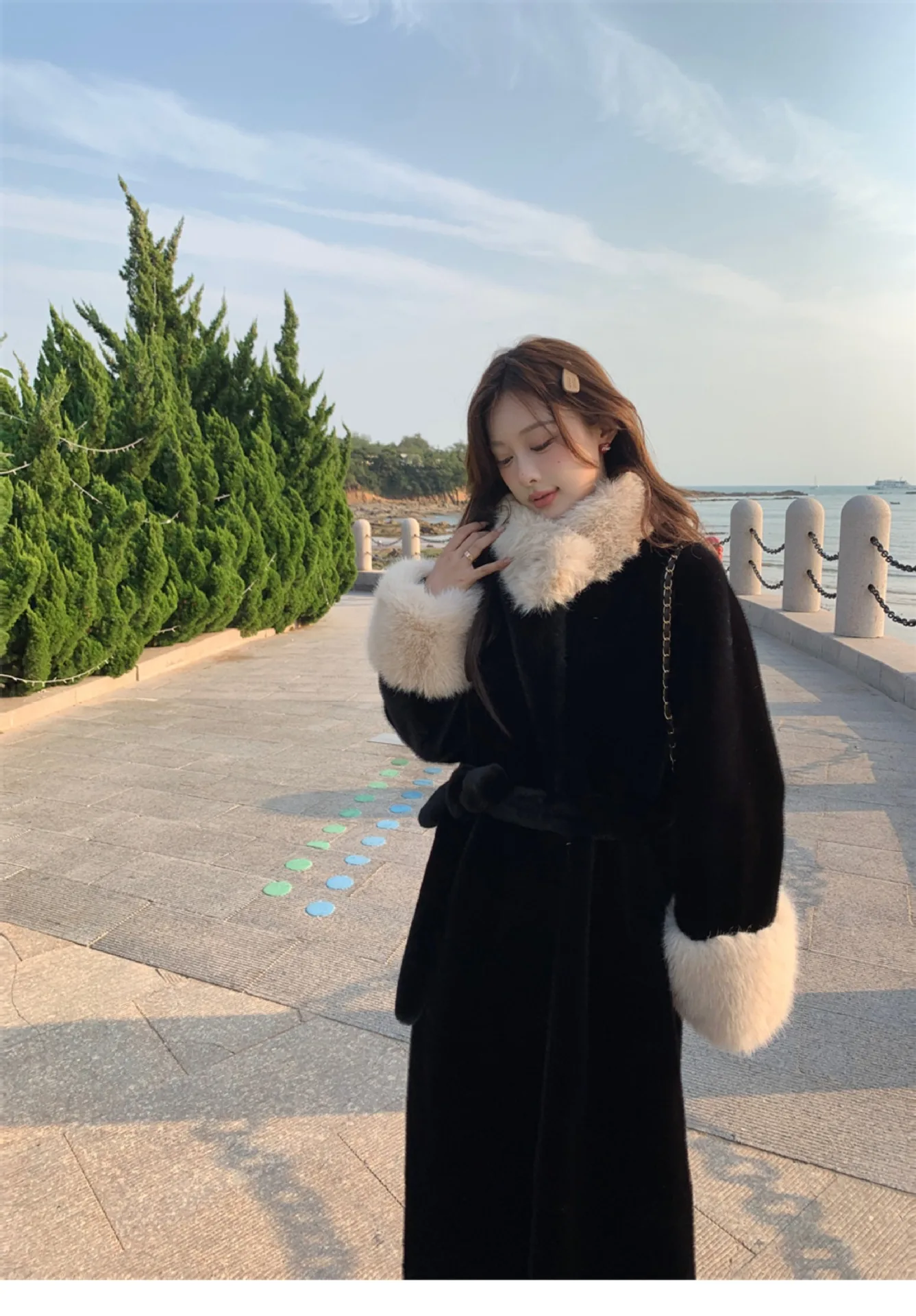Women Faux Fur Long Coats Jackets Turn Down Collar Coat Thick Warm Y2k Streetwear Jacket Elegant Work Outerwear Autumn Winter