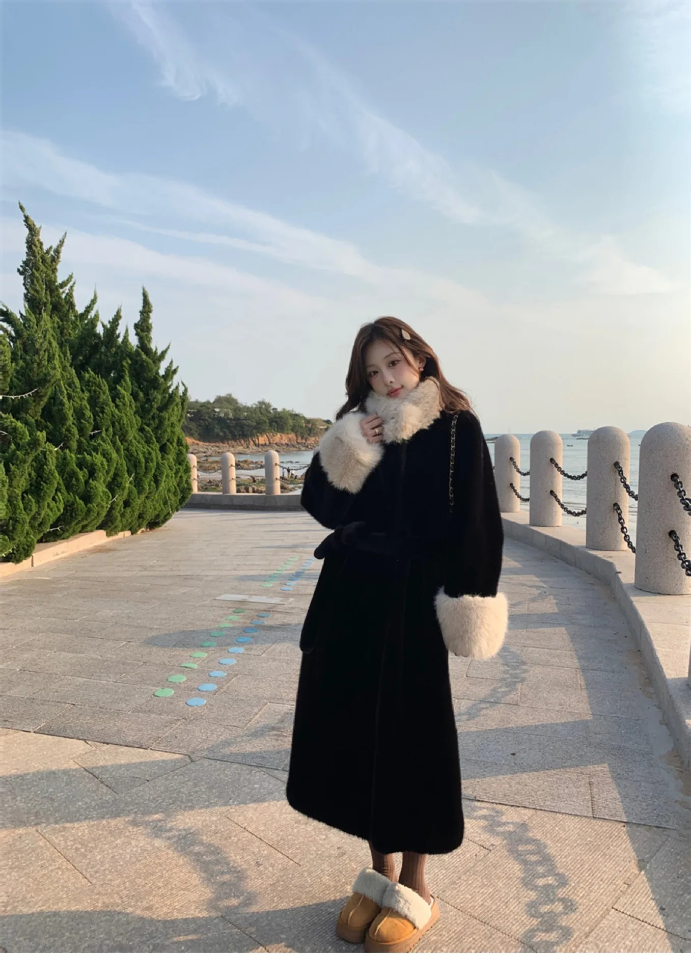 Women Faux Fur Long Coats Jackets Turn Down Collar Coat Thick Warm Y2k Streetwear Jacket Elegant Work Outerwear Autumn Winter