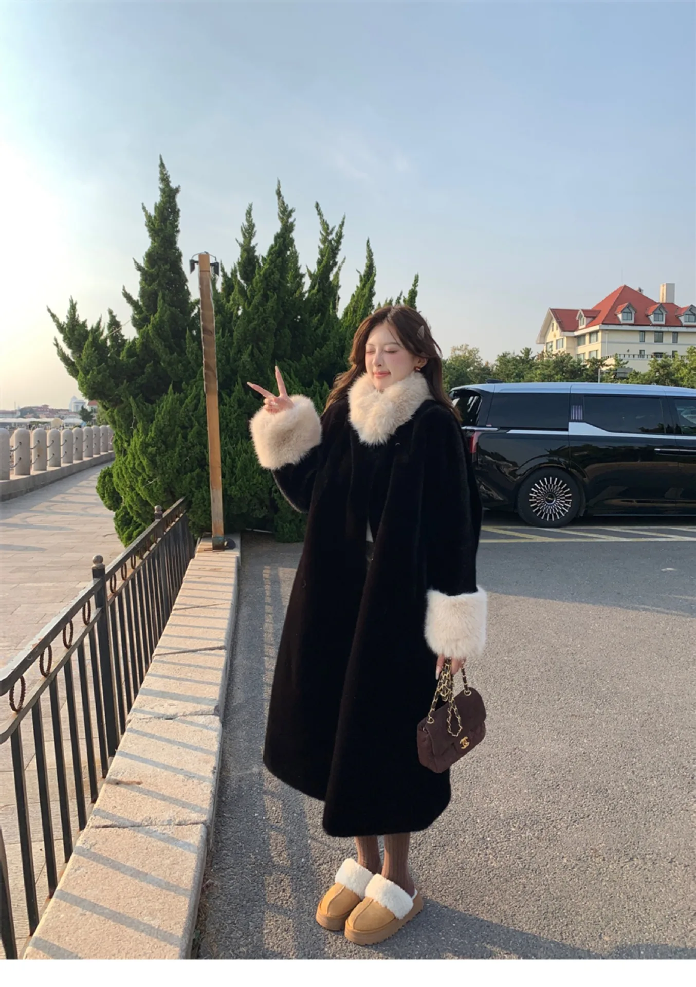 Women Faux Fur Long Coats Jackets Turn Down Collar Coat Thick Warm Y2k Streetwear Jacket Elegant Work Outerwear Autumn Winter