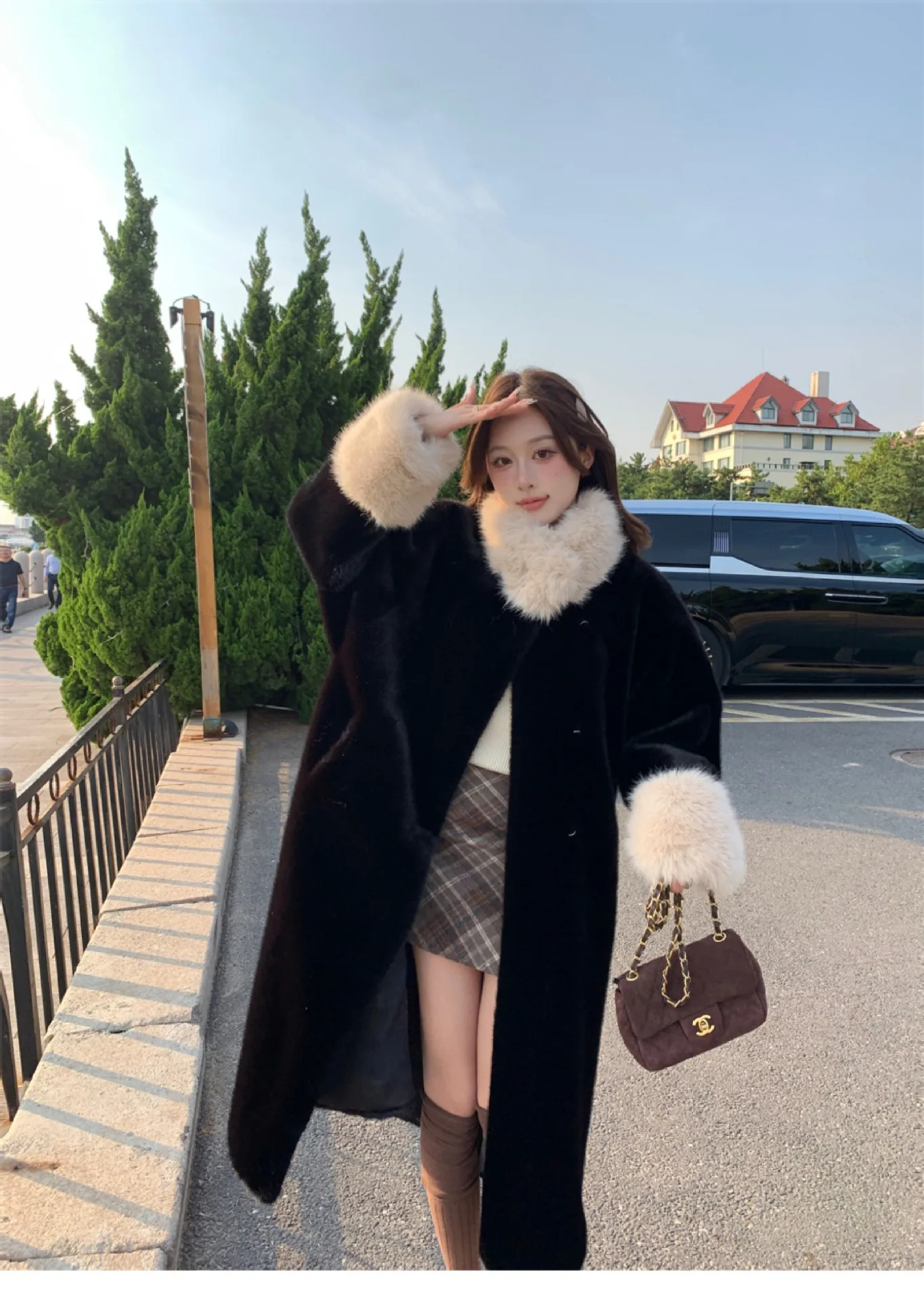 Women Faux Fur Long Coats Jackets Turn Down Collar Coat Thick Warm Y2k Streetwear Jacket Elegant Work Outerwear Autumn Winter
