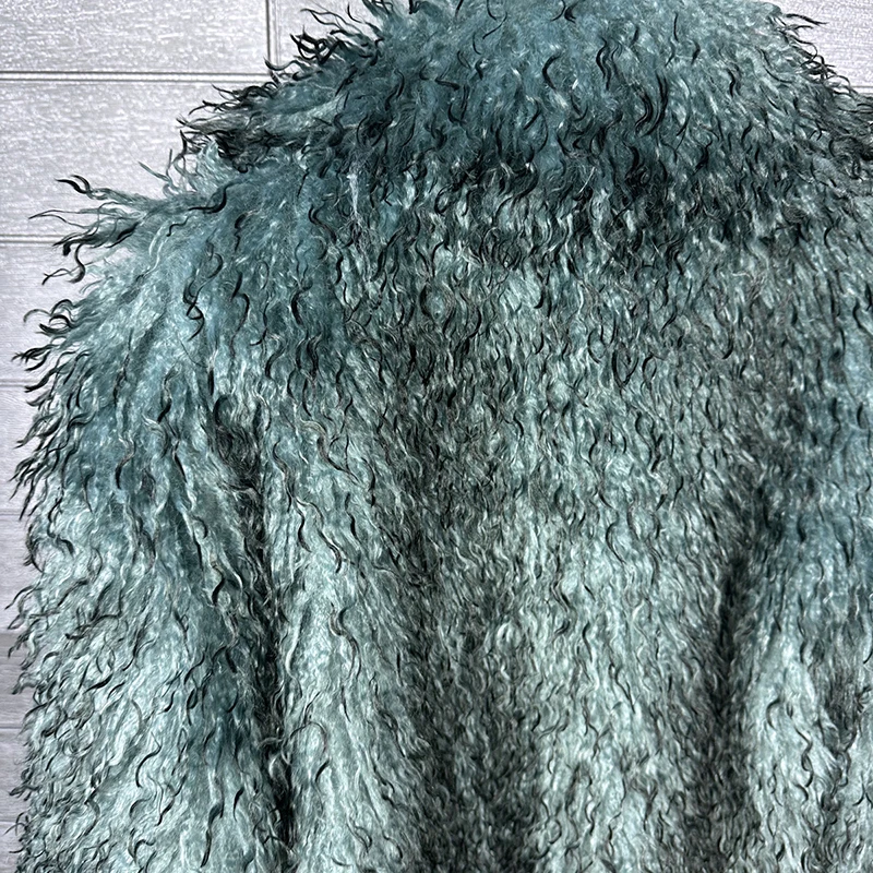 DEAT 2026 Winter Winter New Fashion Imitation Beach Wool Printed Tie Dyed Faux Fur Coat For Women Loose Lapel Jacket 11A07447