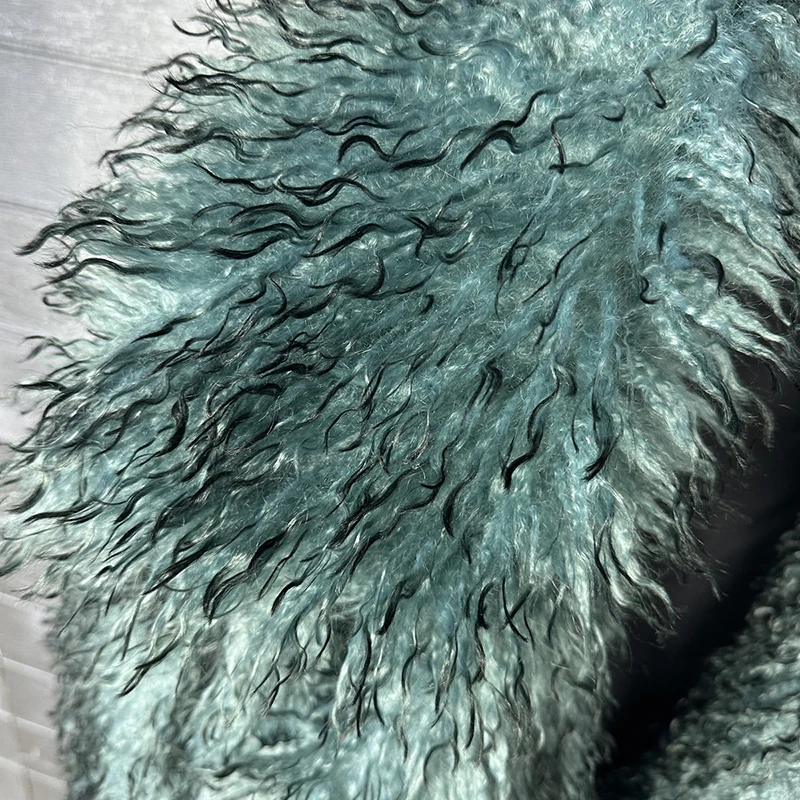 DEAT 2026 Winter Winter New Fashion Imitation Beach Wool Printed Tie Dyed Faux Fur Coat For Women Loose Lapel Jacket 11A07447