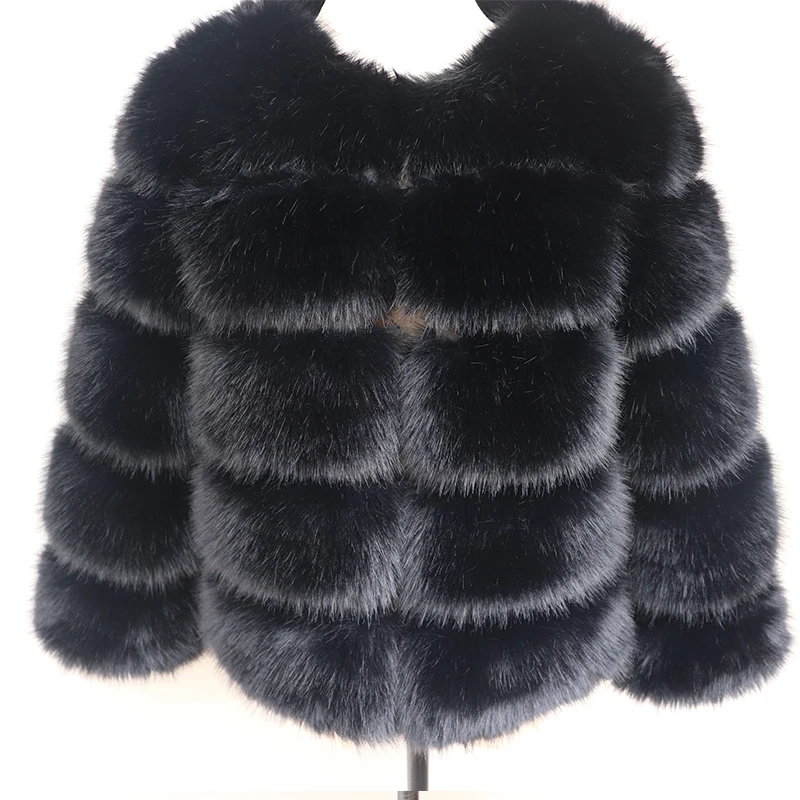 HJQJLJLS 2022 New Fashion Faux Fur Coat for Women Black Fluffy Soft Furry Jacket Female High Imitation Fox Fur Outerwear LJLS139