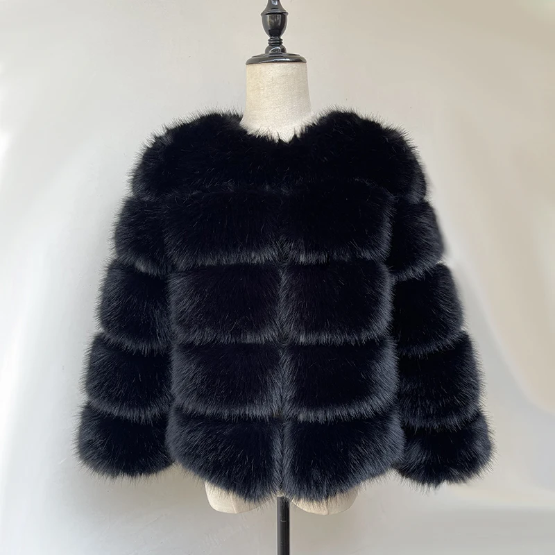 HJQJLJLS 2022 New Fashion Faux Fur Coat for Women Black Fluffy Soft Furry Jacket Female High Imitation Fox Fur Outerwear LJLS139