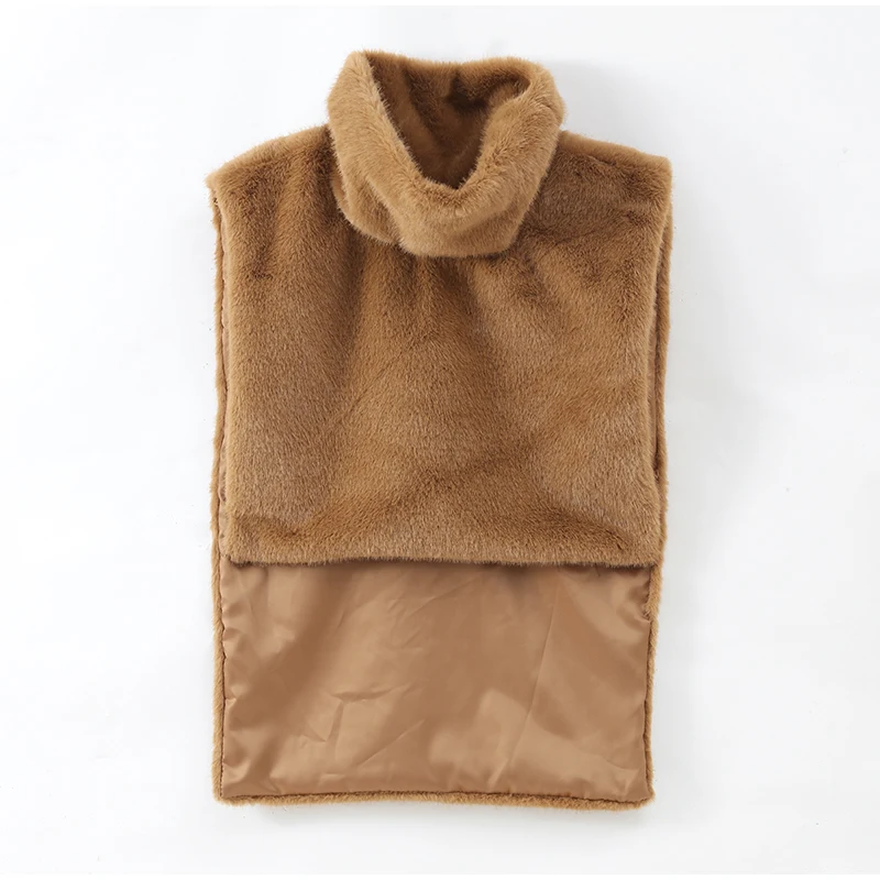 Women Stand Collar Faux Fur Vest Chic Solid High Collar Sleeveless Loose Waistcoat Casual 2026 New Lady Daily Street Short Vests