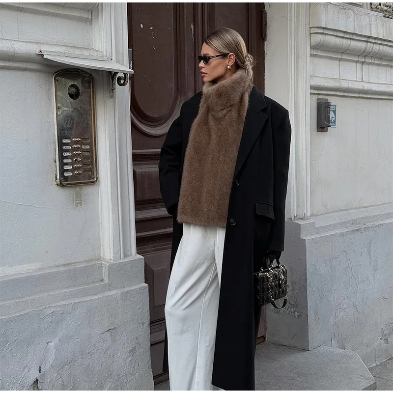 Women Stand Collar Faux Fur Vest Chic Solid High Collar Sleeveless Loose Waistcoat Casual 2026 New Lady Daily Street Short Vests