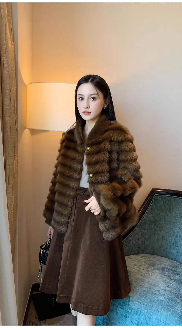 New Eco-friendly Mink Purple Mink Plush Faux Fur Coat Autumn Winter Loose Stand-up Collar Short Coat Women with A High-end Feel