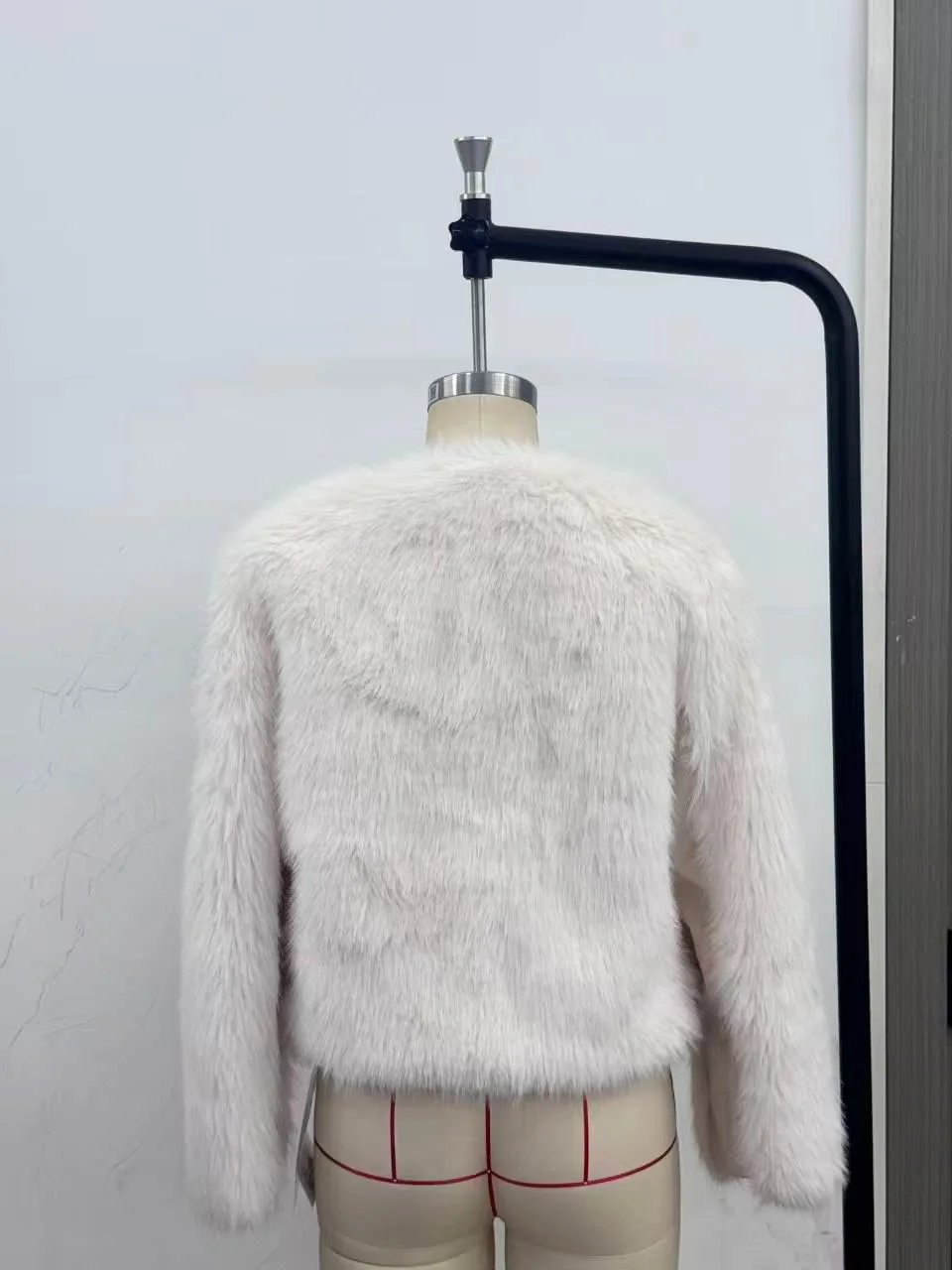 Elegant Round Neck Faux Fur Coats for Women Autumn Winter 2026 Fluffy Warm Cropped Jackets Female Gold Button Plush Outerwear