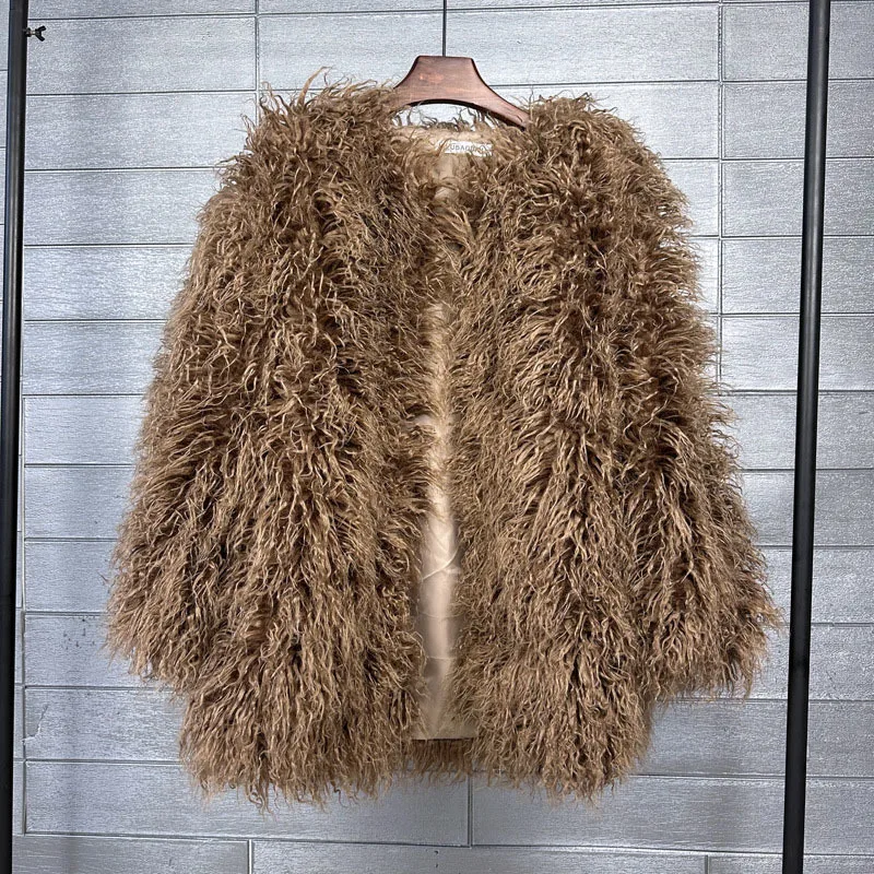 DEAT 2026 Winter Winter Fashion Imitation Fur Coat For Women Loose Solid Color O-neck Long Sleeve Warm Jacket Female 11A06488