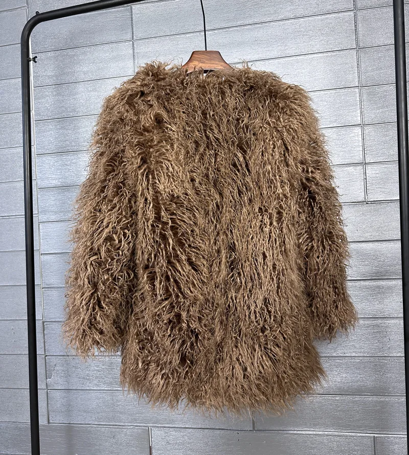 DEAT 2026 Winter Winter Fashion Imitation Fur Coat For Women Loose Solid Color O-neck Long Sleeve Warm Jacket Female 11A06488