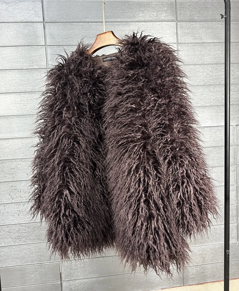 DEAT 2026 Winter Winter Fashion Imitation Fur Coat For Women Loose Solid Color O-neck Long Sleeve Warm Jacket Female 11A06488