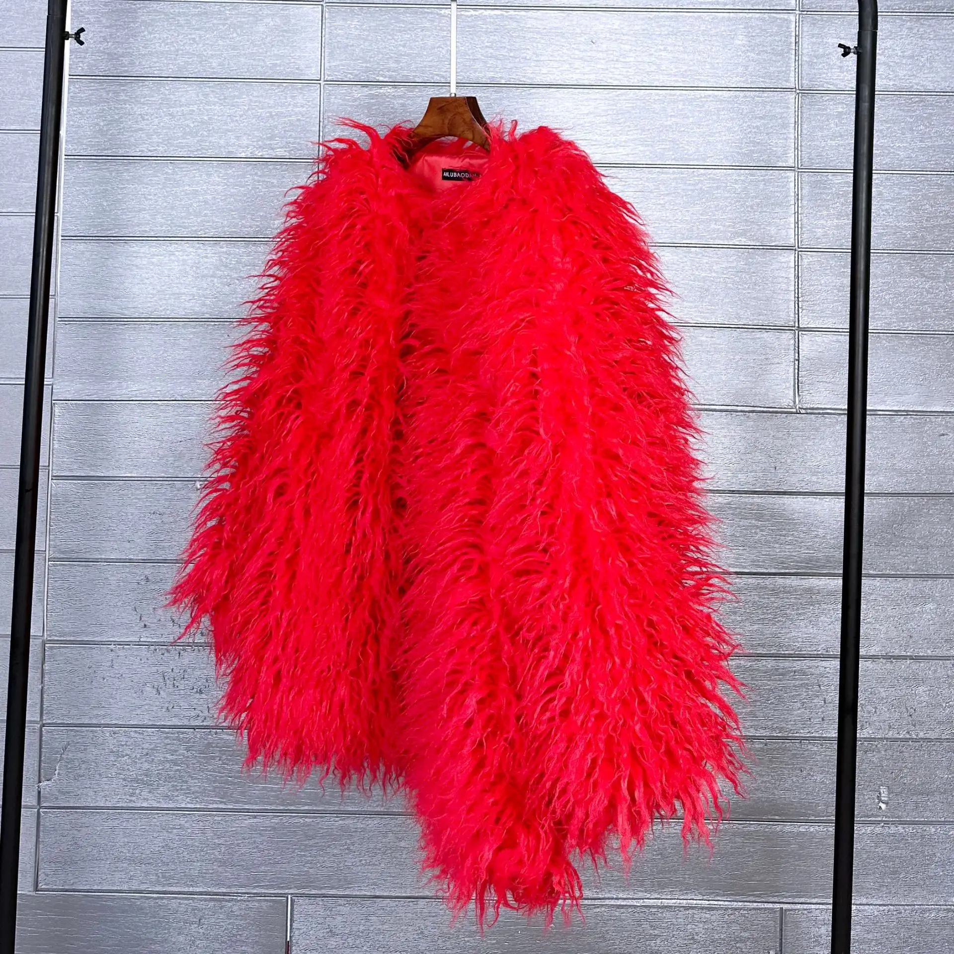 DEAT 2026 Winter Winter Fashion Imitation Fur Coat For Women Loose Solid Color O-neck Long Sleeve Warm Jacket Female 11A06488
