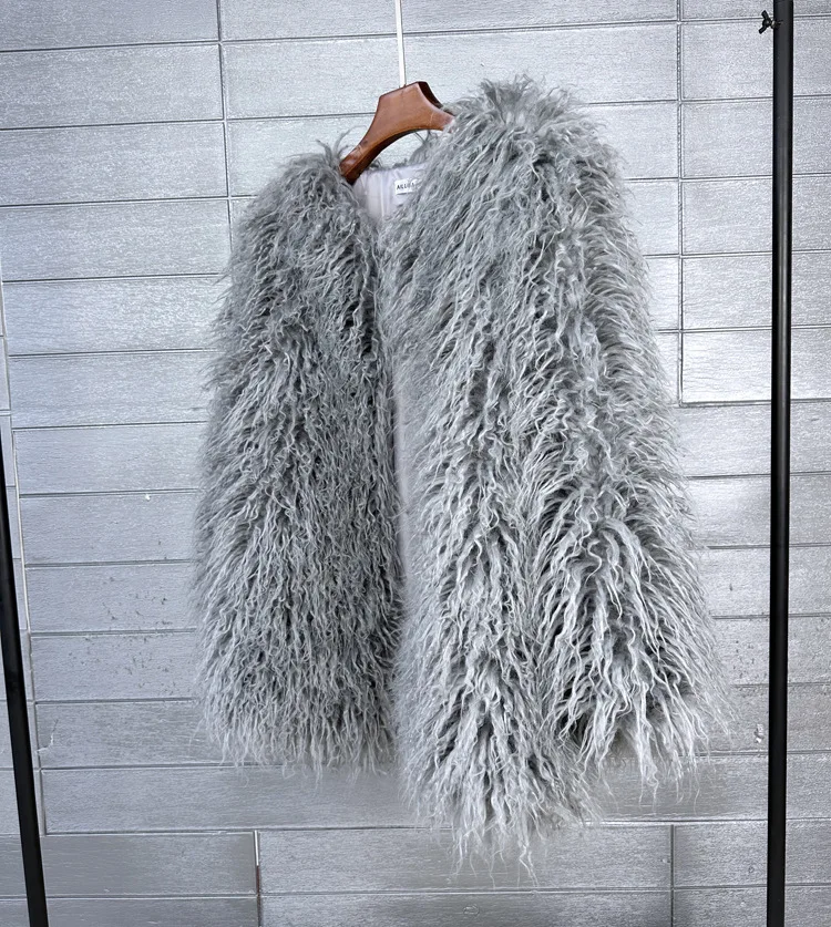 DEAT 2026 Winter Winter Fashion Imitation Fur Coat For Women Loose Solid Color O-neck Long Sleeve Warm Jacket Female 11A06488