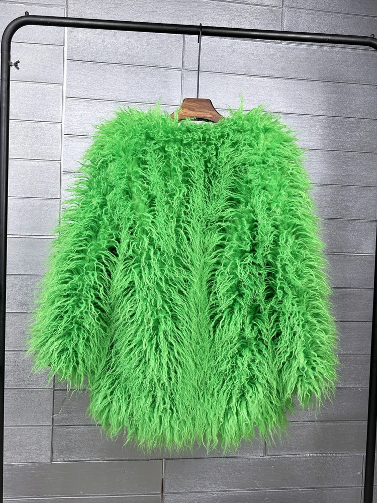 DEAT 2026 Winter Winter Fashion Imitation Fur Coat For Women Loose Solid Color O-neck Long Sleeve Warm Jacket Female 11A06488