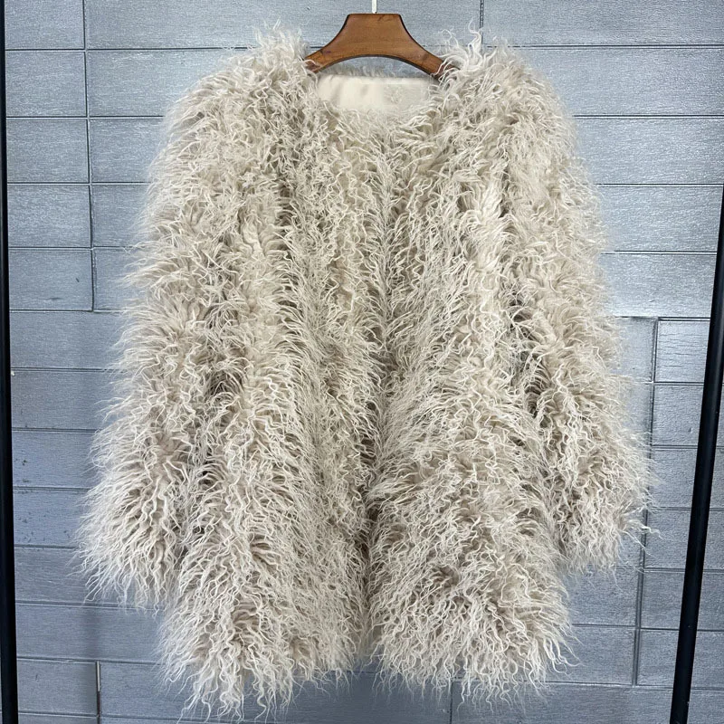 DEAT 2026 Winter Winter Fashion Imitation Fur Coat For Women Loose Solid Color O-neck Long Sleeve Warm Jacket Female 11A06488