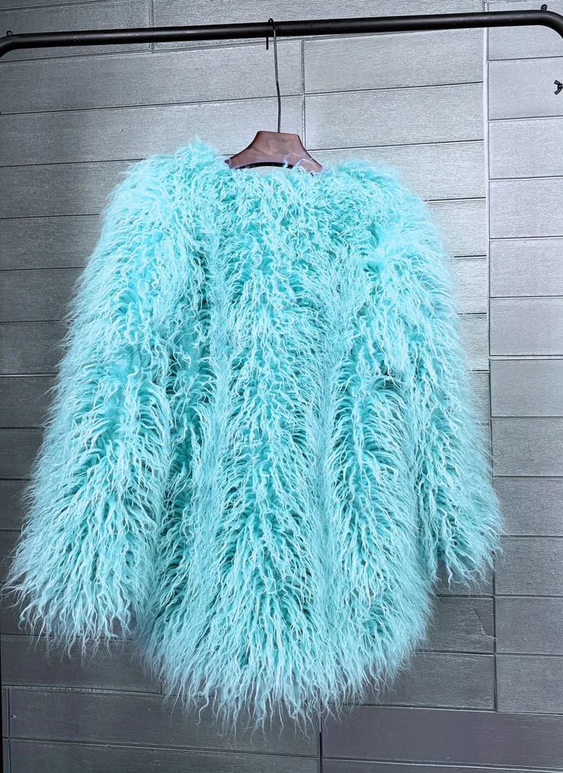 DEAT 2026 Winter Winter Fashion Imitation Fur Coat For Women Loose Solid Color O-neck Long Sleeve Warm Jacket Female 11A06488