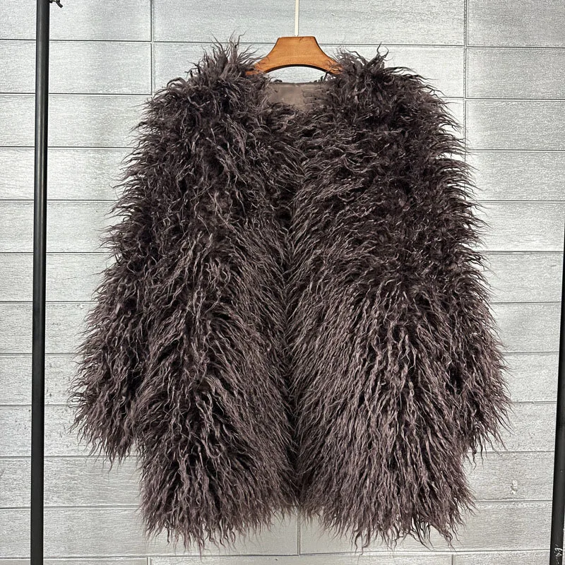 DEAT 2026 Winter Winter Fashion Imitation Fur Coat For Women Loose Solid Color O-neck Long Sleeve Warm Jacket Female 11A06488