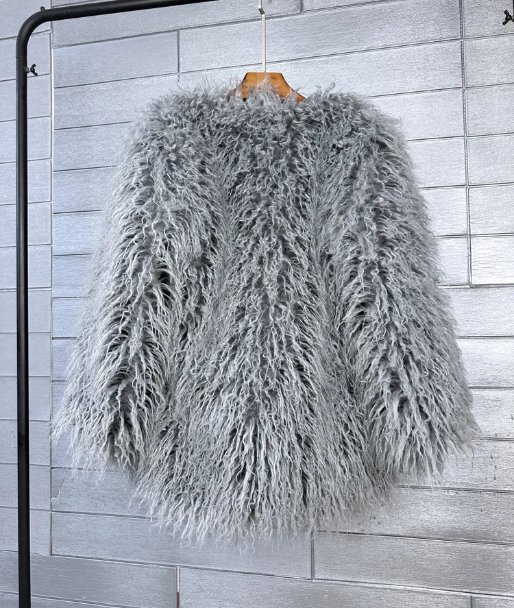 DEAT 2026 Winter Winter Fashion Imitation Fur Coat For Women Loose Solid Color O-neck Long Sleeve Warm Jacket Female 11A06488