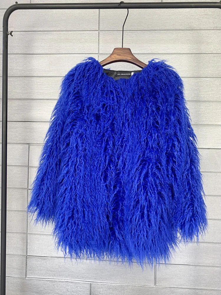 DEAT 2026 Winter Winter Fashion Imitation Fur Coat For Women Loose Solid Color O-neck Long Sleeve Warm Jacket Female 11A06488